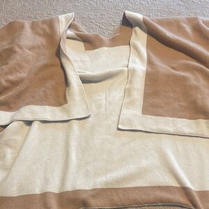 Tan and Cream Color Block Poncho